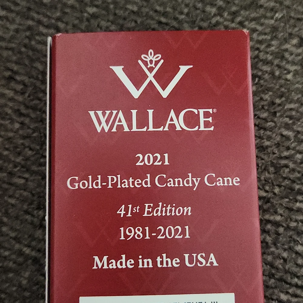 Wallace 2021 Gold-Plated Candy Cane Ornament